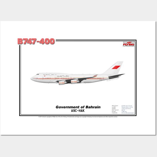 Boeing B747-400 - Government of Bahrain (Art Print) Wall Art by TheArtofFlying